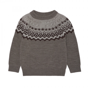 Preview: FUB Pullover Fair Isle aus Wolle - beige melange